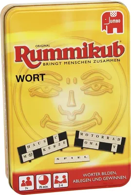 Produktbild von Jumbo 03974 - Original Rummikub Wort Kompakt in Metalldose
