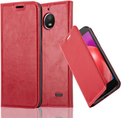 Immagine prodotto di Cadorabo custodia per Motorola MOTO E4 custodia protettiva in rosso custodia per cellulare cover chiusura magnetica