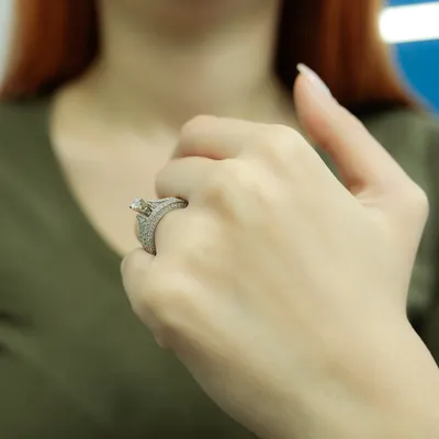 Produktbild von 0,96 Carat Diamantring Solitär Meisterstück 14 Karat Weißgold