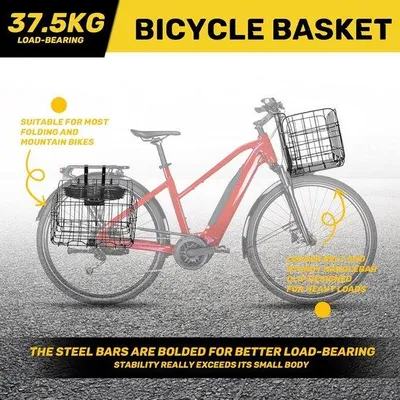 Productafbeelding van Opvouwbare Fietsmand - Fietsopslag Mand - Fietsen en Boodschappen - Voor en Achter Montage
