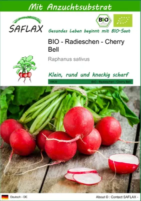 Produktbild von SAFLAX - BIO - Radieschen - Cherry Bell - 100 Samen - Mit keimfreiem Anzuchtsubstrat - Raphanus sativus