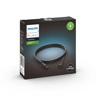 Zdjęcie produktu dla Philips Zewnętrzny kabel przedłużający 2,5 m, Kabel zasilający, Czarny, Plastik, Podwórko, Podwórko, Ogród, Patio, IP67, III