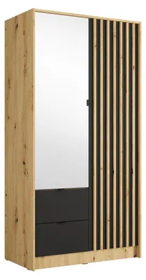 Produktbild von Schrank TORVIK 2 Türen mit Spiegel, Schubladen und dekorativen Leisten 101 cm