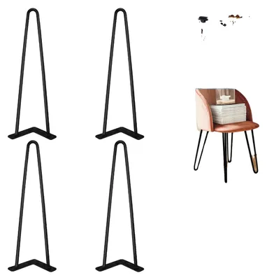 Image de Pieds de table, ensemble de 4, design en forme d'épingle à cheveux, 16 pouces - 2 barres