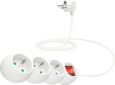 Obrázek produktu pro Prodlužovací kabel se 3 zásuvkami a vypínačem 1,5m bílý