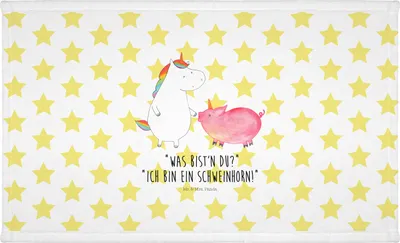 Produktbild von Mr. & Mrs. Panda Handtuch Einhorn Schwein - Weiß - Geschenk, kleines, Freundin, Unicorn, Flauschtuch, frottee, Einhörner, 100x50, gesichtstuch, Schweinchen