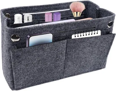 Produktbild von Famanu Tasorganizer aus Filz - 24 x 8 x 15 cm - Organizer für Handtaschen - Grau