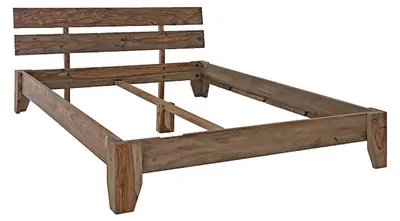 Produktbild von MASSIVMOEBEL24.DE Bett Sheesham 160x20x75 grau geölt NATURE GREY #211