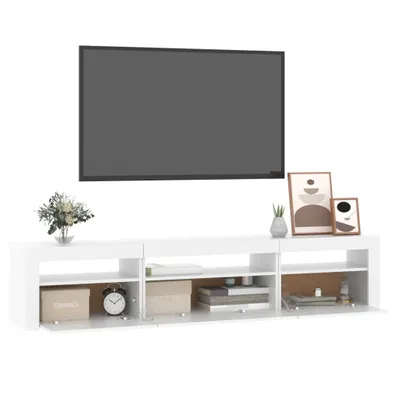 Image de vidaXL Armoire TV avec lampes LED blanc 195x35x40 cm