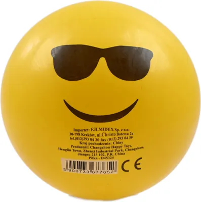Produktbild von Gummiball für Kinder Emoji Gesicht Gelb Spielball Strandball 23cm Outdoor Spielzeug