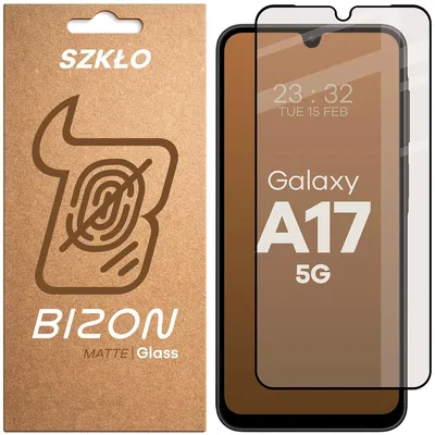Produktbild von Mattes Hartglas für Galaxy A17 5G, Bizon Glass Matte, Schwarzer Rahmen