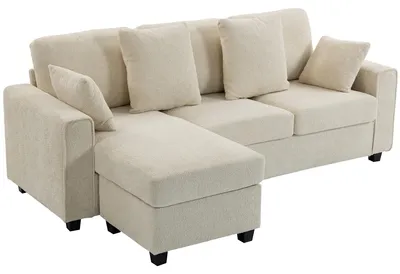 Produktbild von HOMCOM Ecksofa 235,5cm L-Form Sofa 3-Sitzer mit umkehrbarer Chaiselongue, Beige