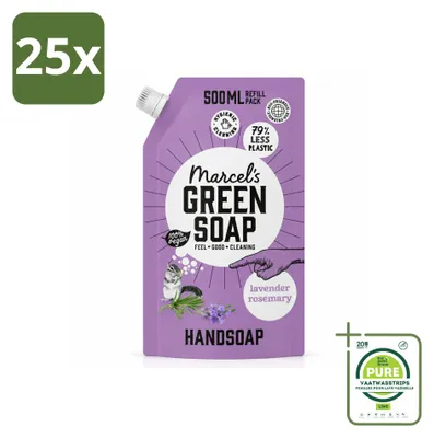 Obrázek produktu pro 25 kusů náplně do mýdla na ruce "Marcel's Green Soap" – levandule a rozmarýn – 500 ml – velká balení