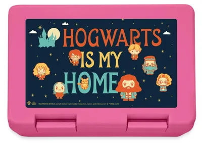 Produktbild von Spreadshirt Harry Potter Hogwarts Is My Home Spruch Brotdose Lunchbox, One size, Pink