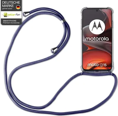 Produktbild von Handykett für Motorola Moto G15 / Moto G15 Power Hülle mit Kordel Handyhülle mit Band in Blau