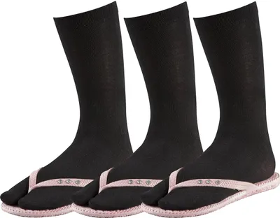 Produktbild von FussFreunde 3 Paar Zwei-Zehen-Socken, Bambussocken, Sandalen-Socken, Tabi Socken, Schwarz