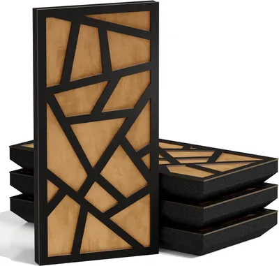 Productafbeelding van Set van 10 smalle akoestische panelen SKYROSS-F, 50x25x5 cm, zwart/goud
