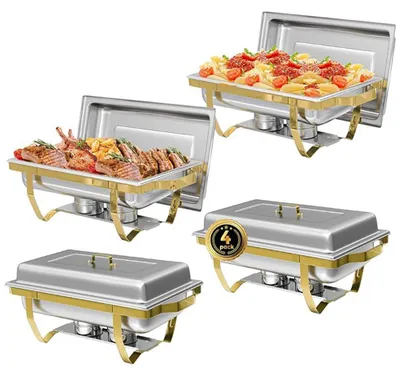 Obrázok produktu pre Sada ohrievacích nádob z nerezovej ocele, objem 9 litrov, 4 kusy, vhodná na catering a oslavy