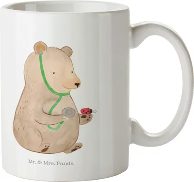 Produktbild von Mr. & Mrs. Panda Pott Bär Arzt - Weiß - Geschenk, Becher, Professor, Doktor, Kaffeepott, Tasse, Teepott, Professorin, Ärztin, Kaffeetasse, Teetasse
