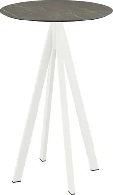 Produktbild von Infinity Stehtisch Weiß gestell + Midnight Marble HPL Ø70 cm