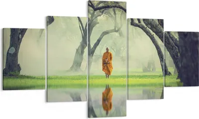Produktbild von Bild auf Leinwand - Leinwandbild - 5 Teile - Mönch Wald Nebel - 125x70cm - Wand Bild - Wanddeko - Wandbilder - Leinwanddruck - Bilder - Wanddekoration - Leinwand bilder - Wandbild - EA125x70-4286