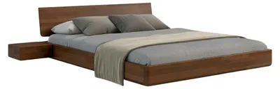 Produktbild von Schwebebett aus massivem Buchenholz Visby LENA mit Nachttischen, 200x200 cm, Farbe Nussbaum
