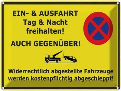 Produktbild von vianmo Blechschild 30x40 cm Parken Ein- Ausfahrt Tag Nacht frei Warnschild Hinweisschild Sicherheit Vorsicht