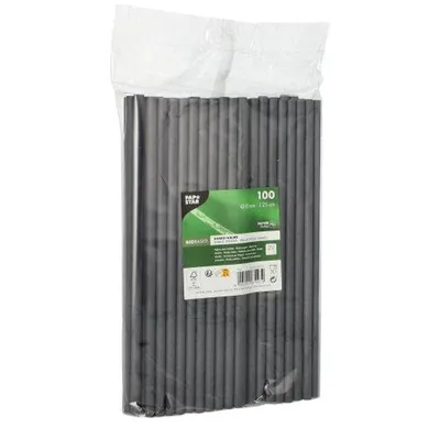 Obrázok produktu pre Papstar - papier na pitie Riet Pap 250 mm čierny | Pečať a 100 kusov | 12 kusov