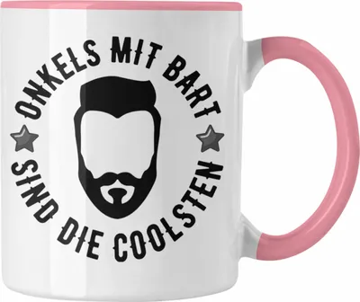 Produktbild von Trendation - Onkel mit Bart Tasse Geschenk Kaffeetasse Geschenkidee (Rosa)