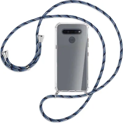 Produktbild von Handykette Backcover-Schutzhülle mit Band (Metall silberfarben) für LG K41S LM-K410 - Blautöne