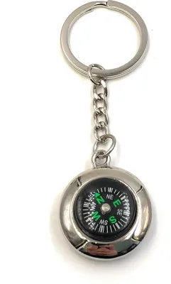 Produktbild von Onwomania Schlüsselanhänger Kompass Silber Metall Anhänger Charm