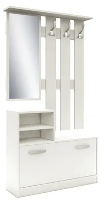 Produktbild von haaus Lyon Flurgarderobe mit Schuhablage und Spiegel, Weiß, 85 x 24 x 180 cm