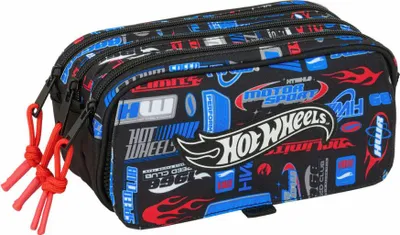 Produktbild von Safta Hot Wheels Big Triple Chall Mäppchen Schwarz  Mann Schwarz One Size
