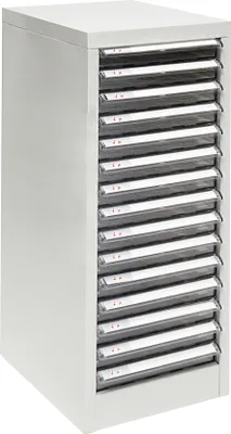 Produktbild von Schubladencontainer Kobra mit 15 Schubladen | HxBxT 74x28x34cm | Lichtgrau