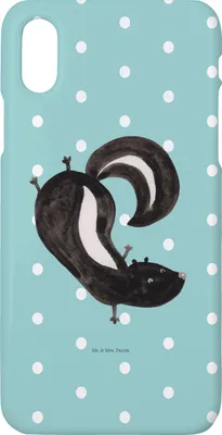 Produktbild von Mr. & Mrs. Panda Iphone 10 Handyhülle Stinktier Handstand - Türkis Pastell - Geschenk, Stinker, Spielplatz, Skunk, Raubtier, Handy, Wildtier, X, Hülle, Cover