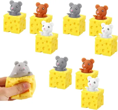 Produktbild von Käse-Knuspelsatz – 9 Stück – Mäuse – Simulationsspielzeug zur Stressreduktion – Tiere