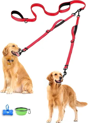 Produktbild von Famanu Doppelleine für Hunde mit komfortablen Griffen und reflektierenden Eigenschaften