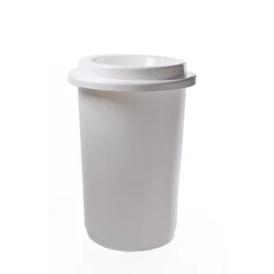 Produktbild von Plafor Abfalleimer Mülltrennungssystem Abfallbehälter rund 50L weiß- 60 x Ø 41 cm  – Kunststoff Küche Büro mit Abfall Recycling Aufkleber