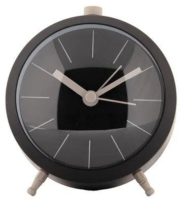 Productafbeelding van Clayre & Eef analoge wekker, diameter 10 cm, hoogte 6 cm, diepte 11 cm, zwart, metaal
