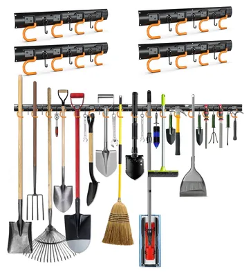 Image de Omgoods - Support mural pour outils de jardin - Rangement robuste en acier avec crochets amovibles