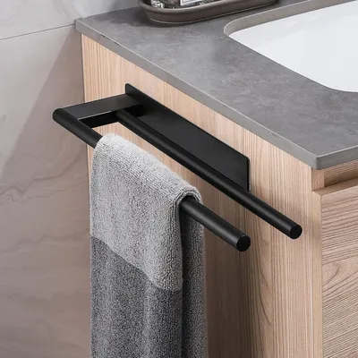 Produktbild von bedee Handtuchhalter Edelstahl Schwarz Wandmontage, doppelarmig, 39 cm, Bad & Küche, Zwei-Wege-Lagerung