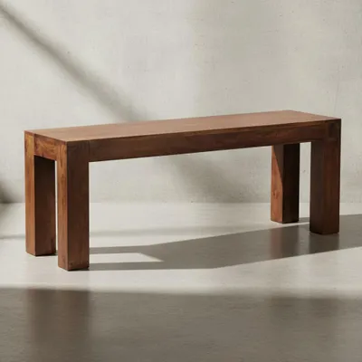 Sitzbank Landhaus-Stil_ Massivholz_ Akazie/Sheesham_ 160/180x45 cm_ 200/250 kg Belastung_ handgefertigt - KADIMA DESIGN_Farbe_ Braun_ Größe_ 120x35x45 cm_#sku_BARWL1.435#