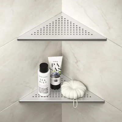 Produktbild von Eck-Duschregal 2er Set 254 mm Edelstahl Silber für geflieste Wände