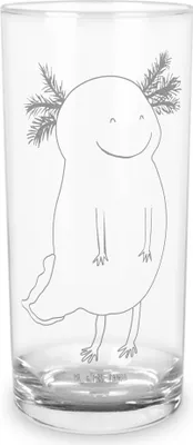 Produktbild von Mr. & Mrs. Panda Glas Axolotl Glücklich 200 ml - Transparent - Geschenk, Wasserbecher, Wasserglas, Lebensfroh, Lurch, Tumbler, gut Gelaunt, Cocktailglas, Trinkglas