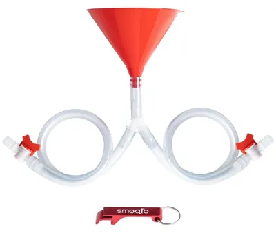 Produktbild von Trichter mit Schlauch und Ventil, Doppelkopf, Flaschenöffner, 1er-Pack, 76cm Schlauch, 1800ml Kapazität
