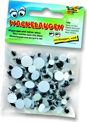 Image de folia 7511 folia Wackelaugen mit Wimpern, nicht selbstklebend, weiß