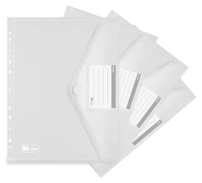 Productafbeelding van 10 stuks documentenhoezen A4 met perforatie, klittenbandsluiting en etiketvak