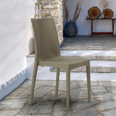 Bistrot Grand Soleil Poly Rattan Bar Garten Eisdiele Stühle stapelbar - Beige