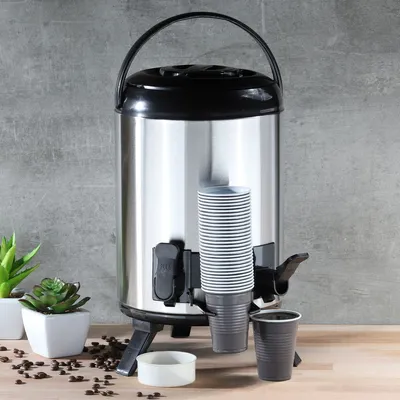 Produktbild von Edelstahl Warmhalte-Airport Pumpkanne Thermo Isolierkanne Kaffeekanne 9 Liter