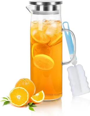 Image de Carafe en verre borosilicaté Famanu, 1,2 litre, avec bouchon en acier inoxydable